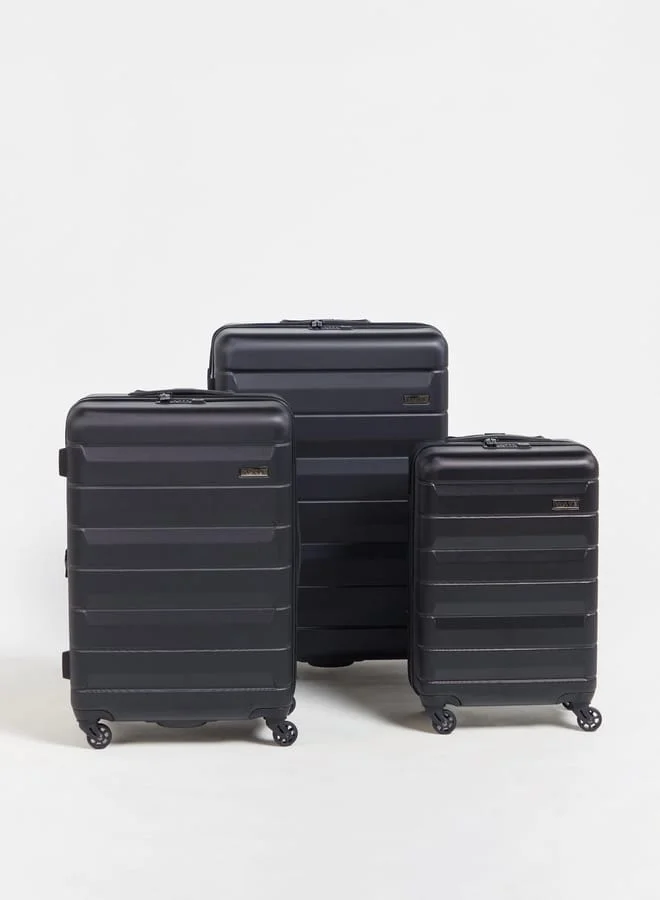 Wave Textured Hardcase Luggage Trolley Bag with Retractable Handle - Set of 3