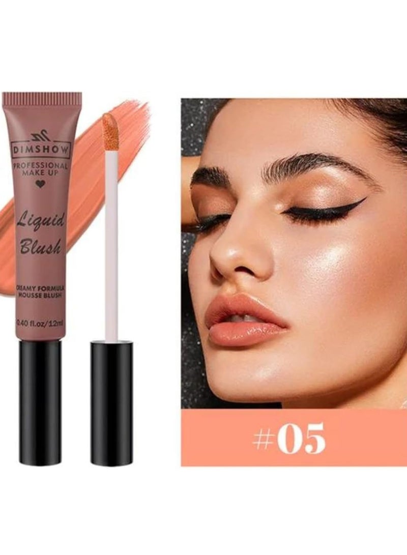 DIMSHOW Liquid Blush Creamy Formula Mousse Blush Creamy Liquid Matte Finish Blusher Face Beauty Makeup Liquid Tinted Mousse Blush Eyeshadow and Lipstick Long Wearing Moisturizing Blush 05 - Image 2