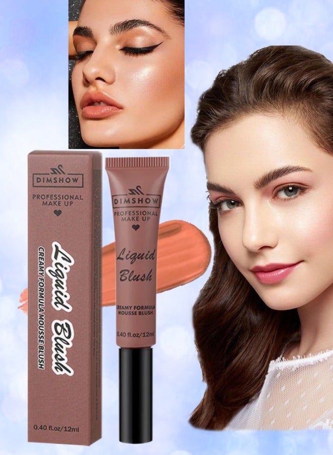 DIMSHOW Liquid Blush Creamy Formula Mousse Blush Creamy Liquid Matte Finish Blusher Face Beauty Makeup Liquid Tinted Mousse Blush Eyeshadow and Lipstick Long Wearing Moisturizing Blush 05 - Image 1