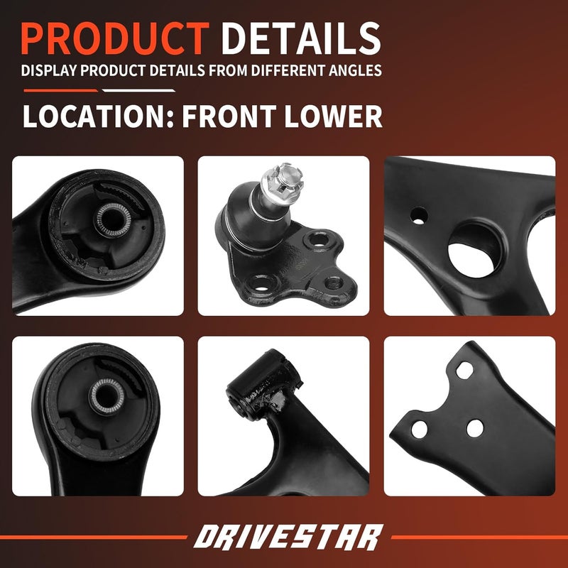 DRIVESTAR ذراع التحكم السفلي الأمامي DRIVESTAR 4 قطع مع مفاصل كروية لتويوتا سيلكا وكورولا - Image 3