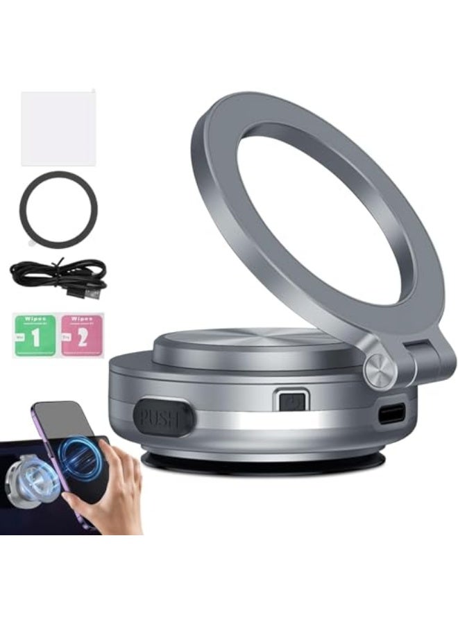 XICEN 360° Rotatable Phone Holder, Adjustable Double Sided Magnetic Mount, Electric Vacuum Car Phone Holder for Gym (Grey) - Image 1