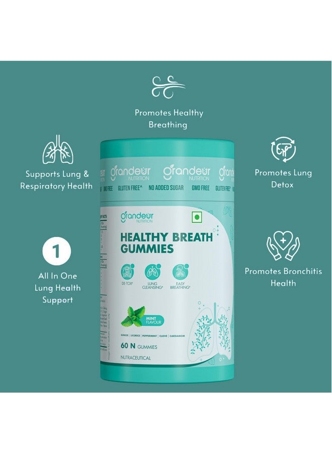 GRANDEUR Grandeur Lungs Detox For Smokers, Pollution & Mucus With Herbal Extracts Like Ginger, Licorice, Peppermint, Clove & Fenugreek Seed | Lungs Cleaner | Smokers Health | Immunity | 60 GUMMIES  - Image 5