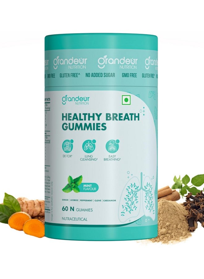 GRANDEUR Grandeur Lungs Detox For Smokers, Pollution & Mucus With Herbal Extracts Like Ginger, Licorice, Peppermint, Clove & Fenugreek Seed | Lungs Cleaner | Smokers Health | Immunity | 60 GUMMIES  - Image 1