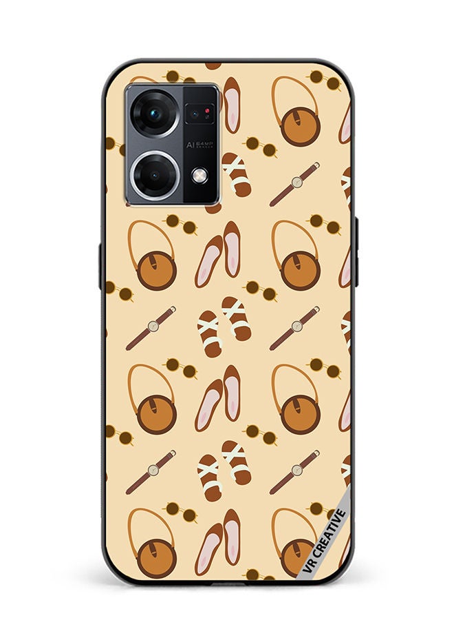 Protective Case Cover For Oppo Reno8 4G Outfit Vintage Vector Design Multicolour