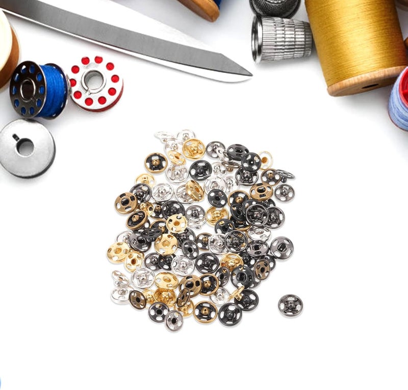 MINAOLULUS 100 Sets 6mm Brass Snap Button Fasteners for Clothing, Concealed Sewing Press Studs, Round Metal Garment Snaps for Jackets, Coats, Shirts, DIY Sewing Accessories - Image 5