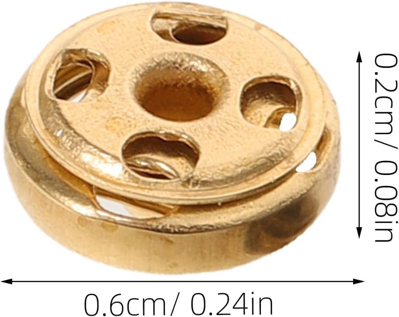 MINAOLULUS 100 Sets 6mm Brass Snap Button Fasteners for Clothing, Concealed Sewing Press Studs, Round Metal Garment Snaps for Jackets, Coats, Shirts, DIY Sewing Accessories - Image 2
