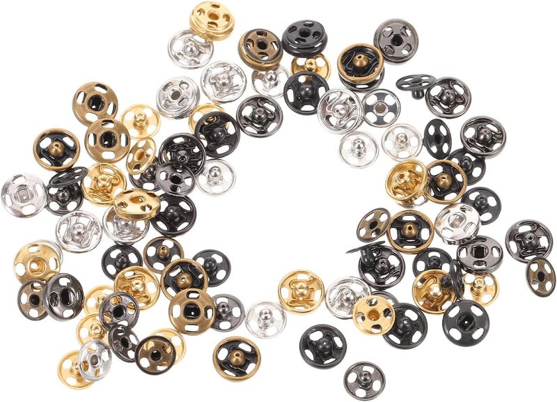 MINAOLULUS 100 Sets 6mm Brass Snap Button Fasteners for Clothing, Concealed Sewing Press Studs, Round Metal Garment Snaps for Jackets, Coats, Shirts, DIY Sewing Accessories - Image 1