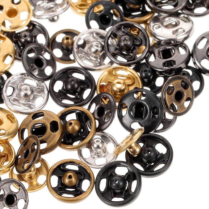MINAOLULUS 100 Sets 6mm Brass Snap Button Fasteners for Clothing, Concealed Sewing Press Studs, Round Metal Garment Snaps for Jackets, Coats, Shirts, DIY Sewing Accessories - Image 3