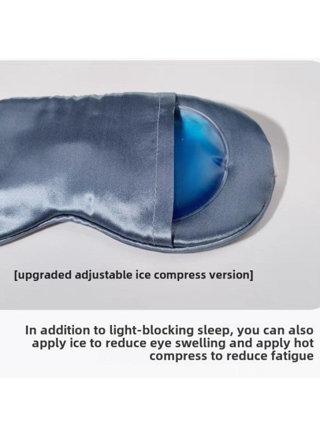Generic Silk Eye Mask Sleeping Special Hanging Ear Double-sided Mulberry Silk Shading Ice Compress To Relieve Fatigue Male Sleeping Eye Protection Female-Specifications:Skin Color Ice Pack - Image 5