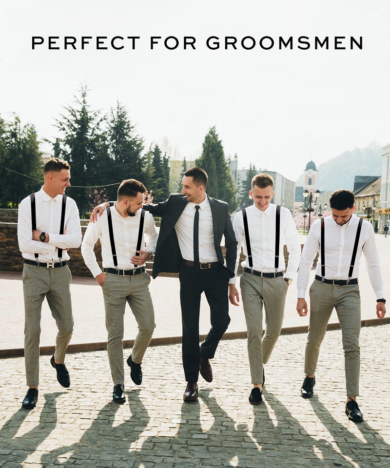 Man of Men Black Suspenders for Men Heavy Duty - Adjustable 1” Y-Back Men's Suspenders for Dress Pants | Strong Metal Clips, Durable Elastic Straps, Leather Reinforcement - Comfortable, Formal, Everyday Wear - Image 3