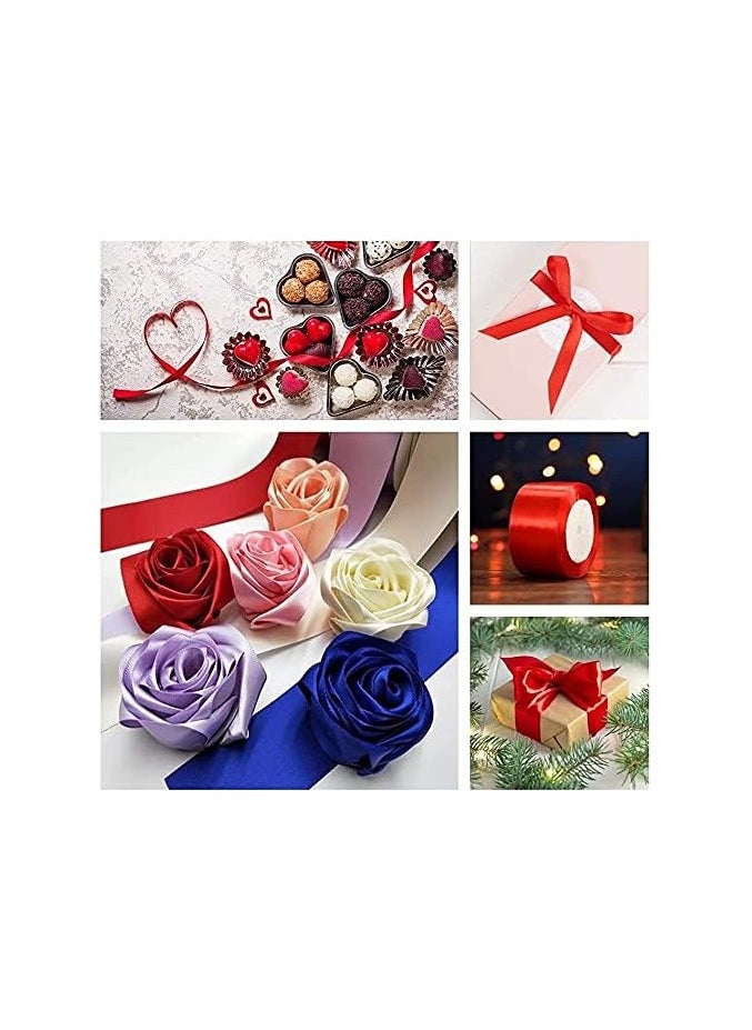 MARKQ - Red Satin Ribbon, 12mm x 25yd Double Faced Polyester Ribbon for Gift Wrapping, Party Favors, Wedding Decorations, Bow Making, Bouquets, Sewing Projects & Craft Supplies - Image 1