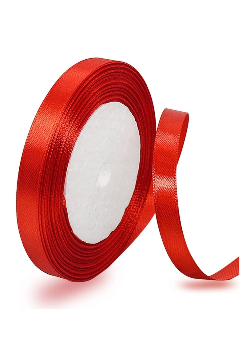 MARKQ - Red Satin Ribbon, 12mm x 25yd Double Faced Polyester Ribbon for Gift Wrapping, Party Favors, Wedding Decorations, Bow Making, Bouquets, Sewing Projects & Craft Supplies - Image 1