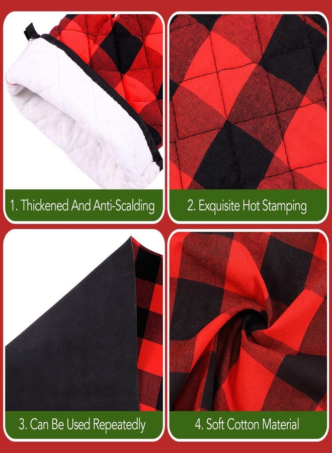 Reallnaive 14 Pcs Oven Mitts Kitchen Towels Dishcloths Pot Holders and Dish Drying Mat Set Dish Towels Oven Gloves Pads Kitchen Counter Mat for Cooking Grilling Baking(Black and Red) - Image 3