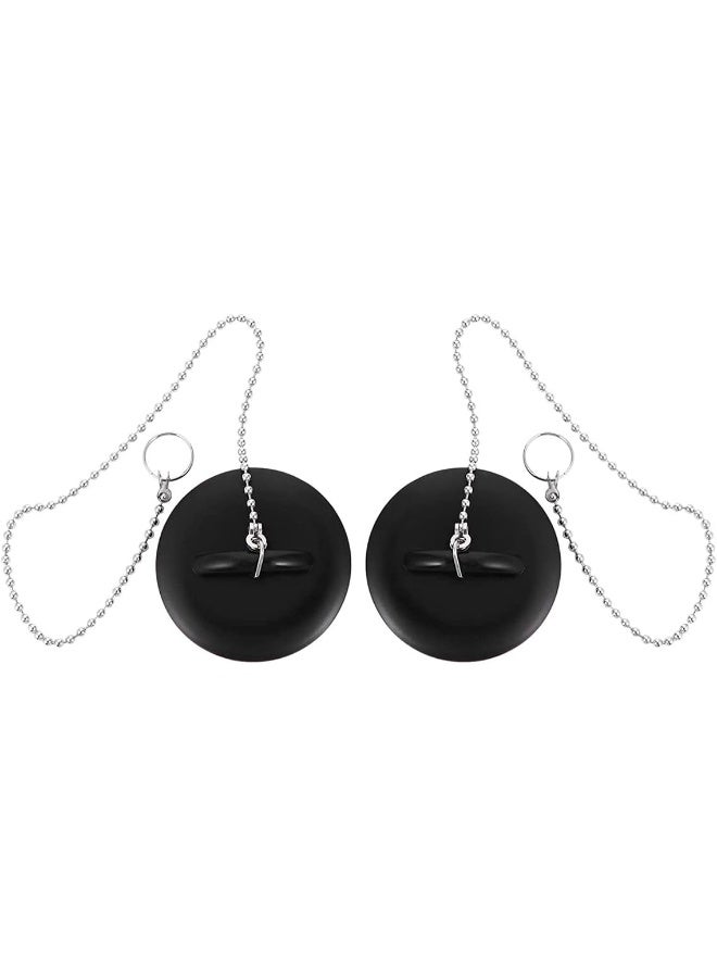 Royal Apex 2 Pcs 1.1/2 Inchtub Stopper Bathroom Sink Drain Plug Silicone Bathtub Drain Stopper With Chains For Kitchen Bathtub Bathroom Sink Drains  - Image 1