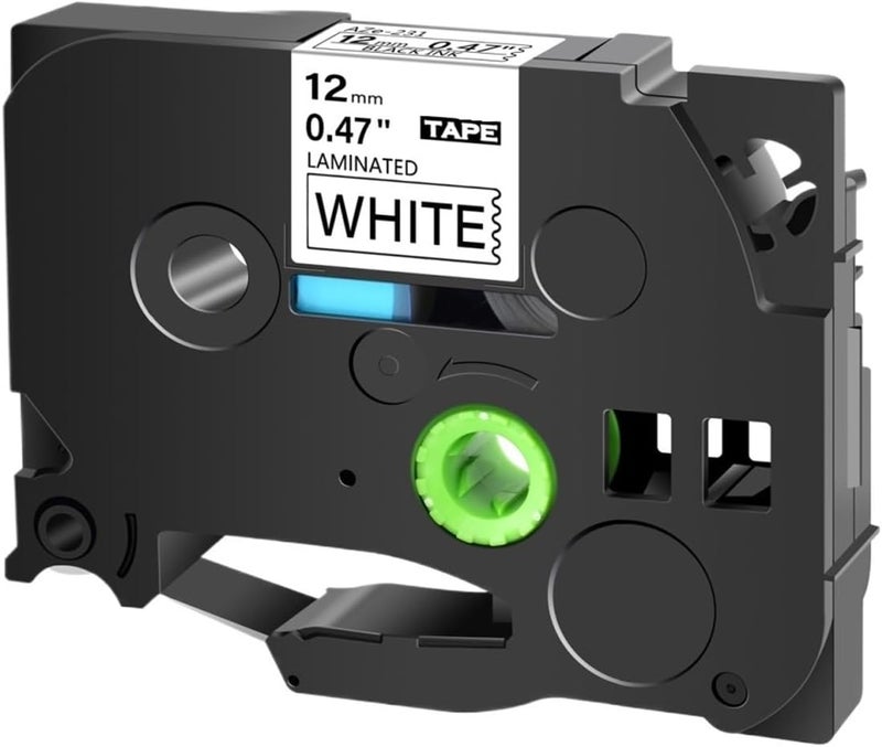 1 قطعة من شريط TZ المتوافق مع خرطوشة التسمية بأحجام 9mm، 12mm، 18mm، 211، 221، 231، 251 (أسود على أبيض، 9mm) - Image 1