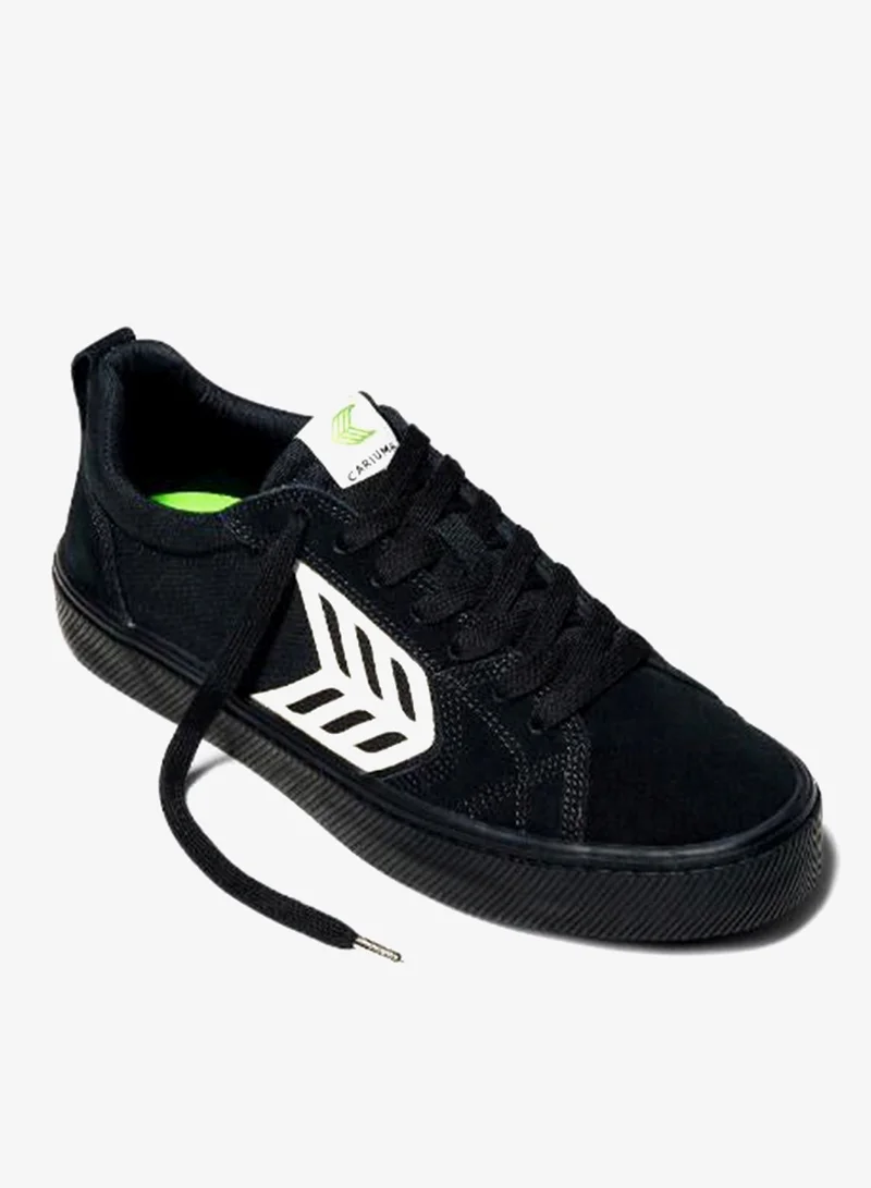 كاريوما سنيكرز كاتيبا برو منخفض أسود بالكامل سويد وقماش بشعار عاجي