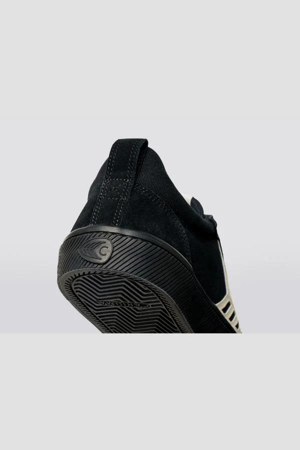 Cariuma CATIBA PRO Low All Black Suede and Canvas Ivory Logo Sneaker