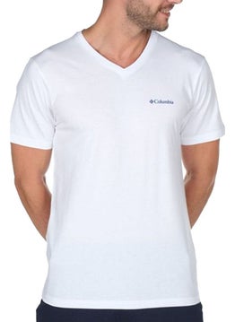 Columbia Brushed V Neck Men's V-Neck White T-Shirt - CS0288  - Image 1