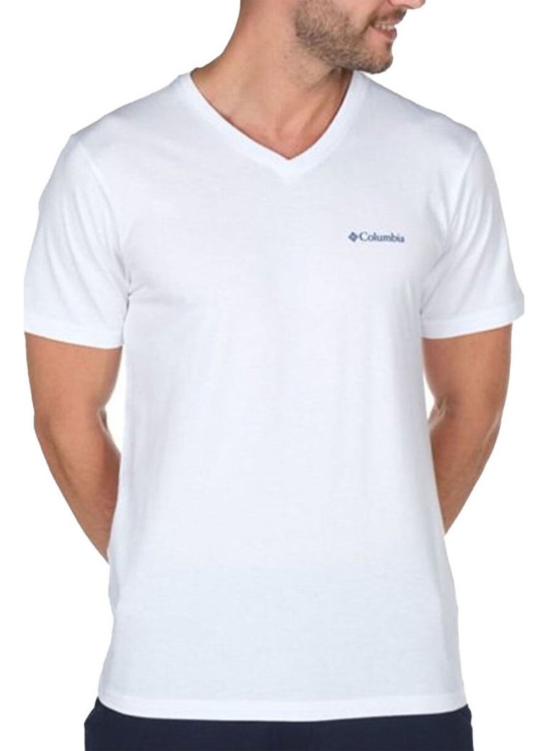 Columbia Brushed V Neck Men's V-Neck White T-Shirt - CS0288  - Image 1