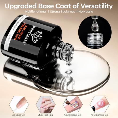 modelones Nail Glue Gel with Top Coat and Prep Dehydrator 3 PCS 15ml 9 in One Gel Glue Kit for Easy Nail Extension, No Wipe Top Coat - Image 3