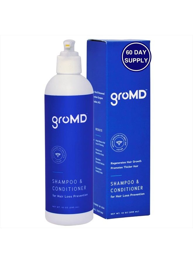 GroMD Biotin Shampoo and Conditioner, Hair Growth Shampoo, Hair Loss Shampoo for Men & Women, Regrowth Treatment & Thickening, Contains Argan Oil & DHT Blocking Ingredients, Doctor-Formulated, 10 oz - Image 1