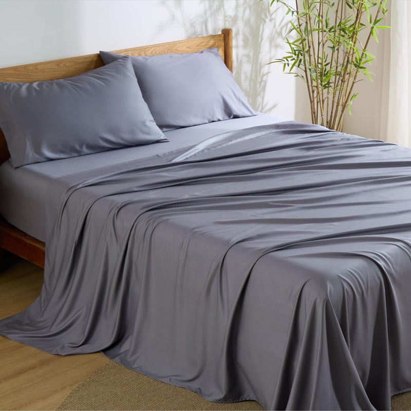 Bedsure Cooling Sheets for Full Size Bed, Viscose Derived from Bamboo, Deep Pocket up to 16", Breathable Soft Bed Sheets & Pillowcases, Dark Grey - Image 2