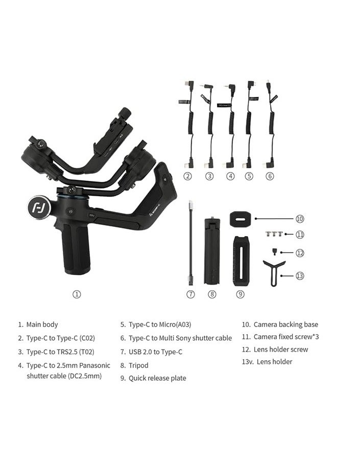 FeiyuTech FeiyuTech SCORP-C Camera Stabilizer, Gimbal for DSLR and Mirrorless Camera, 3-Axis Handheld Camera Gimbal,5.5lbs Payload, for Sony α7Ⅳ A6300/A6400 A7S3 a9/a7 for Canon 5D3/80D for Nikon D7500/Z5/Z6 II  - Image 4