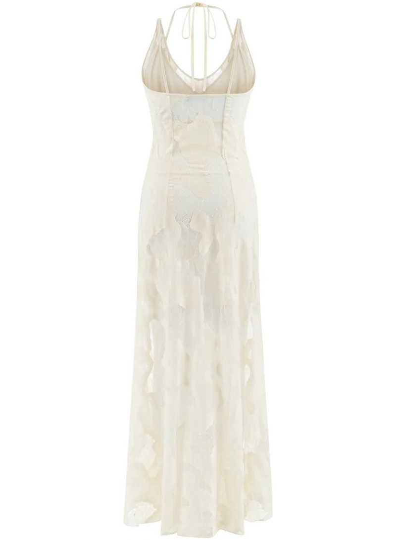Nocturne Floral Lace Maxi Dress