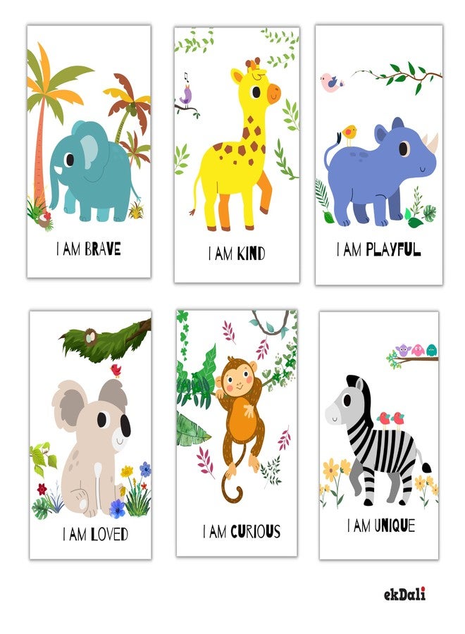 EKDALI Set of 6 Animal Posters with Motivational Affirmations for kids room and Nursery Decor| Approx 9 x 6 inches | 350 GSM thick Posters - Image 2
