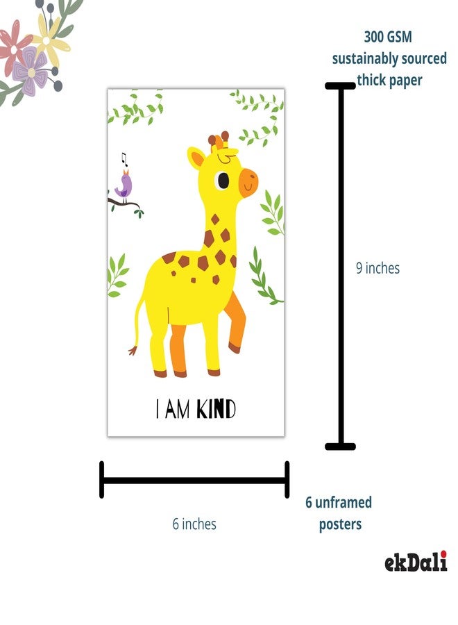 EKDALI Set of 6 Animal Posters with Motivational Affirmations for kids room and Nursery Decor| Approx 9 x 6 inches | 350 GSM thick Posters - Image 3