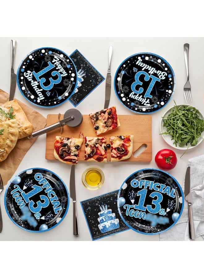 Yingoto 160pcs 13 Birthday Boy Decorations Plate, Officially a Teenager Party Decorations 13th Birthday Plates and Napkins Banner Teenage Boy Birthday Decorations 13th Birthday Decorations for Boys - Image 5