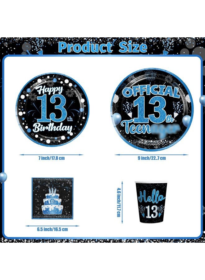 Yingoto 160pcs 13 Birthday Boy Decorations Plate, Officially a Teenager Party Decorations 13th Birthday Plates and Napkins Banner Teenage Boy Birthday Decorations 13th Birthday Decorations for Boys - Image 4