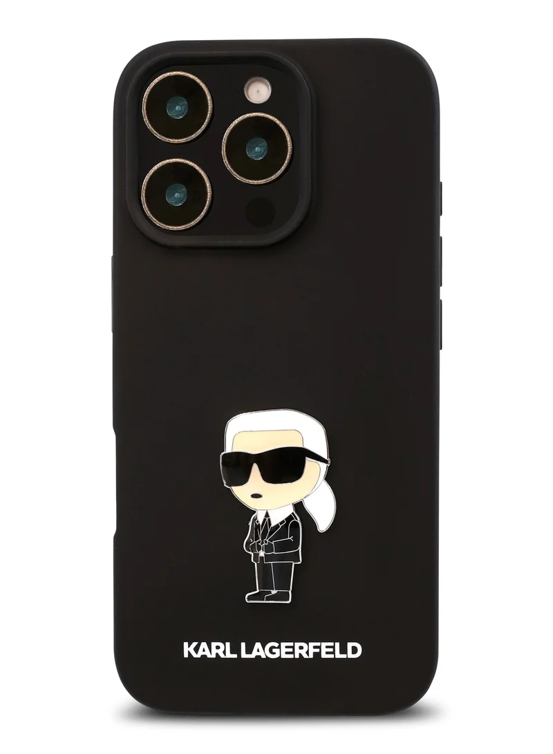 Karl Lagerfeld iPhone 16 Pro Max Case TPU Silicone with Ikonik Logo Hard Cover / Drop Protection Back Cover / Easy Snap On / Comfortable Grip - Black