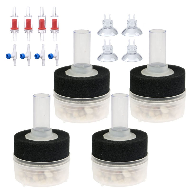ALEGI 4pcs Small Aquarium Bio Sponge Filter with Suction Cups, Check Valves for 5 Gal, 10 Gal, 20 Gal Breeding Fry Betta Shrimp Fish Tank (Up to 5 Gallon 4 Pcs) - Image 1