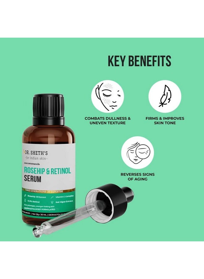 Dr. Sheth's Rosehip & Retinol Serum With Rosehip Oil Extract And 0.3% Retinol | Retinol Serum For Face | Anti Ageing, Reduces Fine Lines & Wrinkles | For Men & Women | For All Skin Types |30Ml  - Image 2