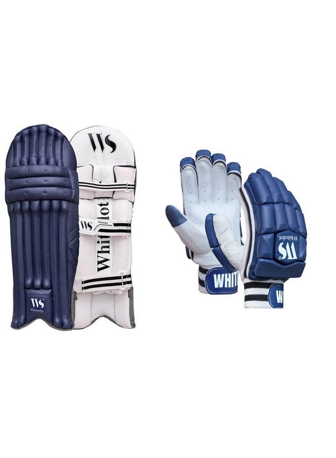 WHITEDOT SPORTS Combo Dot 2.1 Leather Navy Blue Cricket Batting and Batting Gloves, Suitable for Mens/Adult/Large Right Hand - Image 2