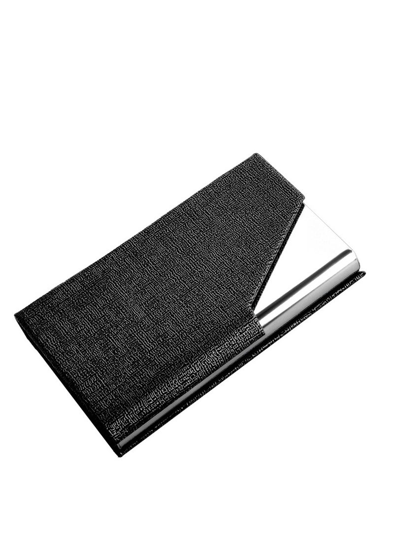 Generic Business Card Holder, PU Leather & Stainless Steel Multi Business Name Cards Case, Pocket Wallet Credit Card ID Case for Men & Women (Black)  - Image 1
