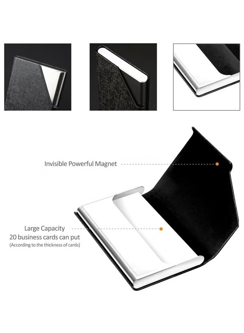 Generic Business Card Holder, PU Leather & Stainless Steel Multi Business Name Cards Case, Pocket Wallet Credit Card ID Case for Men & Women (Black)  - Image 5