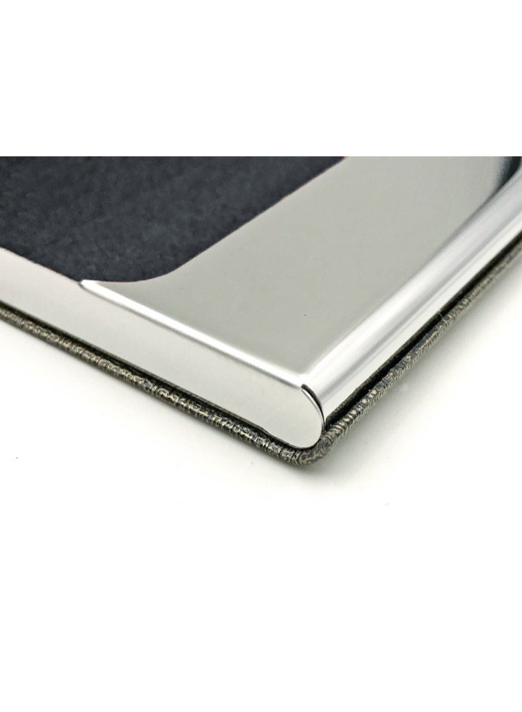 Generic Business Card Holder, PU Leather & Stainless Steel Multi Business Name Cards Case, Pocket Wallet Credit Card ID Case for Men & Women (Black)  - Image 3