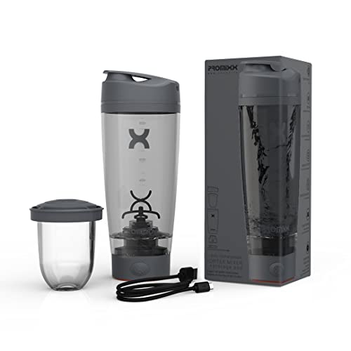 PROMIXX زجاجة شاكر بروماكس برو - إصدار جديد - قابلة للشحن، قوية لاهتزازات البروتين السلسة - تشمل تخزين المكملات، خالية من BPA، سعة 20 أونصة، رمادي جرافيت - Image 2