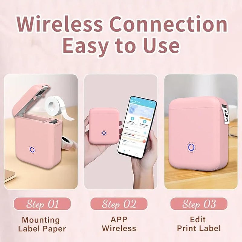 طابعة ملصقات محمولة حرارية للصور بدون حبر مع تطبيق باللون الوردي - Image 5