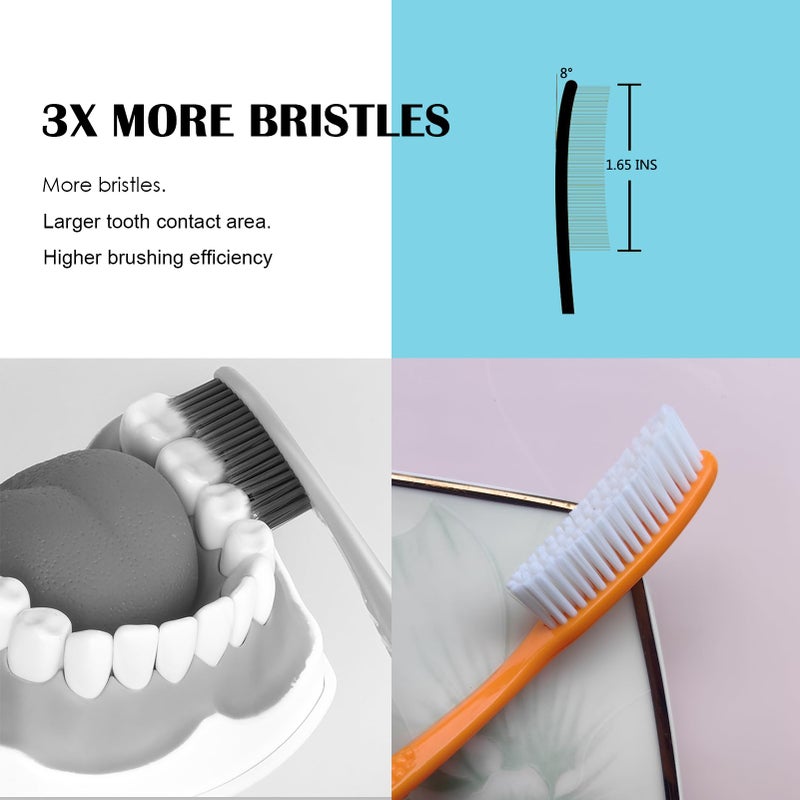 EasyHonor Huge Head Toothbrush with Hard & Firm bristles BPA Free for Proper Dental Care 4 Pack with White Hard Bristles. - Image 4