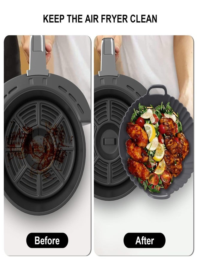 PINTAUR Round Silicone Air Fryer Liners 3Pack, Ninja AF101 & AF161 Silicone Liners for 4-5.3QT, Reusable Air Fryer Accessories Food Grade Liners, Compatible with Ninja, COSORI, Tefal, Bear, Chefman - Image 5