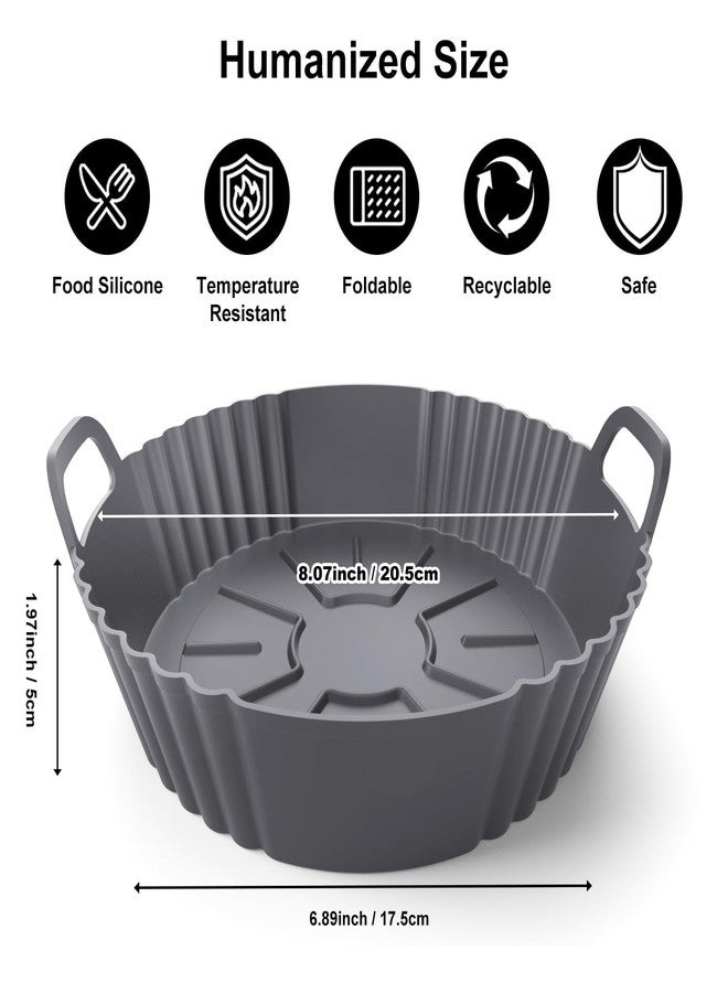 PINTAUR Round Silicone Air Fryer Liners 3Pack, Ninja AF101 & AF161 Silicone Liners for 4-5.3QT, Reusable Air Fryer Accessories Food Grade Liners, Compatible with Ninja, COSORI, Tefal, Bear, Chefman - Image 2