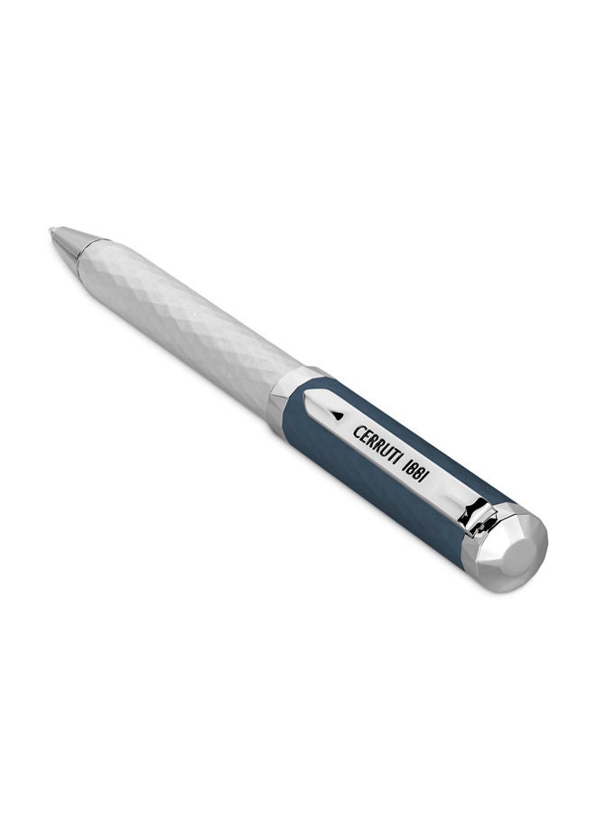 CERRUTI 1881 Silver and Blue Stainless Steel Blue Ink Pen for Men - Image 4