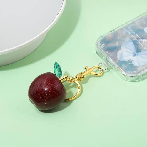 SORGERLY Apple Bag Charm Keychain - Gold Key Chain, Cute Purse Handbags Fruit Accessories - Birthday Gift for Women Teacher (Green) - Image 5