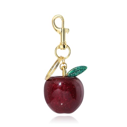 SORGERLY Apple Bag Charm Keychain - Gold Key Chain, Cute Purse Handbags Fruit Accessories - Birthday Gift for Women Teacher (Green) - Image 1