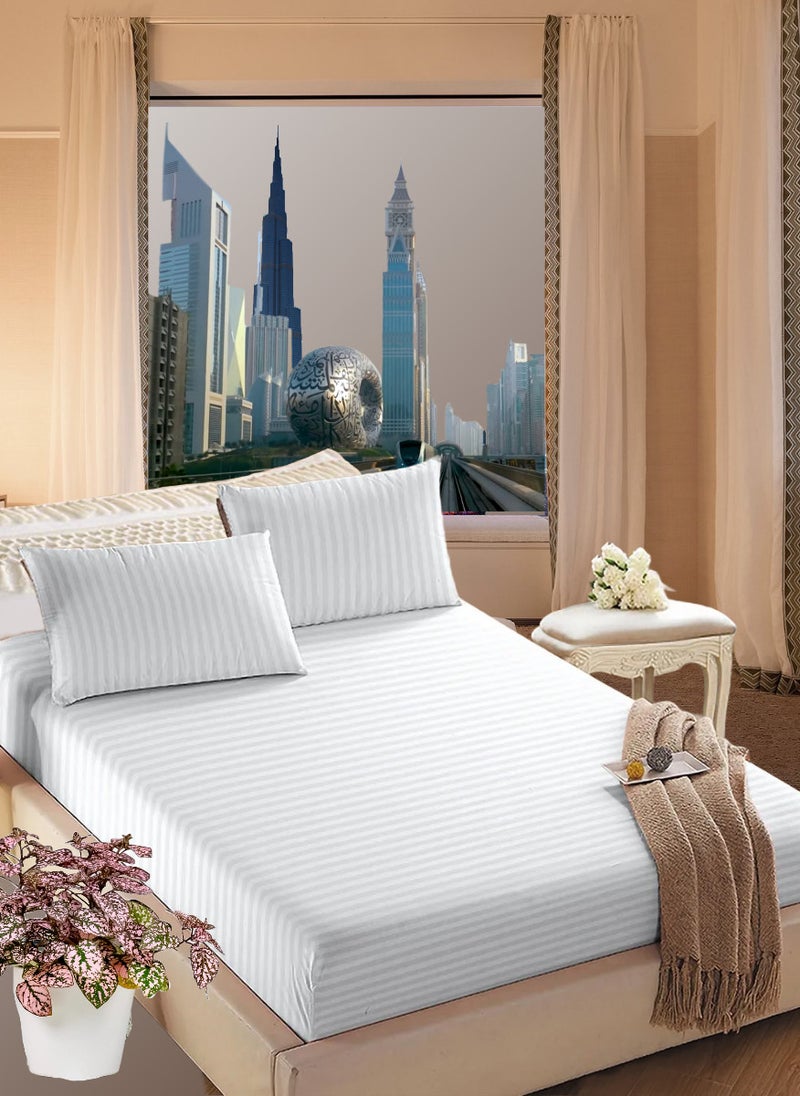 Blueberry White Striped Cotton Bed Sheet Sets 2 Piece Set Deep Pocket 100x200+15cm  - Image 1