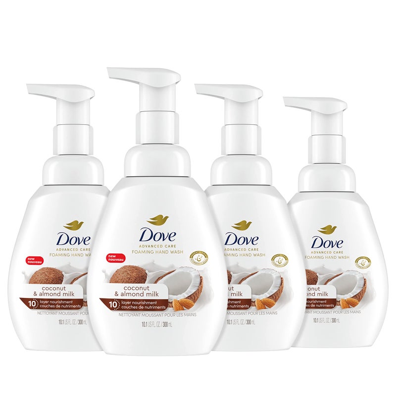 Dove Foaming Hand Wash Coconut & Almond Milk Pack of 4 Protects Skin from Dryness, More Moisturizers than the Leading Ordinary Hand Soap, 10.1 oz - Image 1