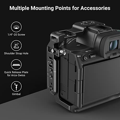 SmallRig Camera Half Cage for Sony Alpha 7R V/Alpha 7 IV/Alpha 7S III/Alpha 1/Alpha 7R IV - 3639,Black - Image 4